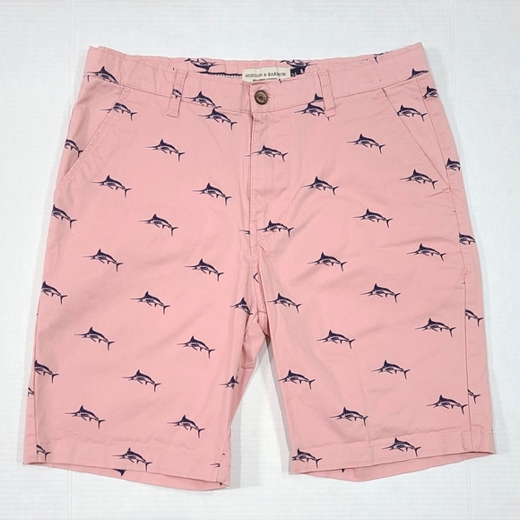 Hudson & Barrow Other - Hudson & Barrow Stretch Cotton Sailfish Print Chino Shorts Sz 34